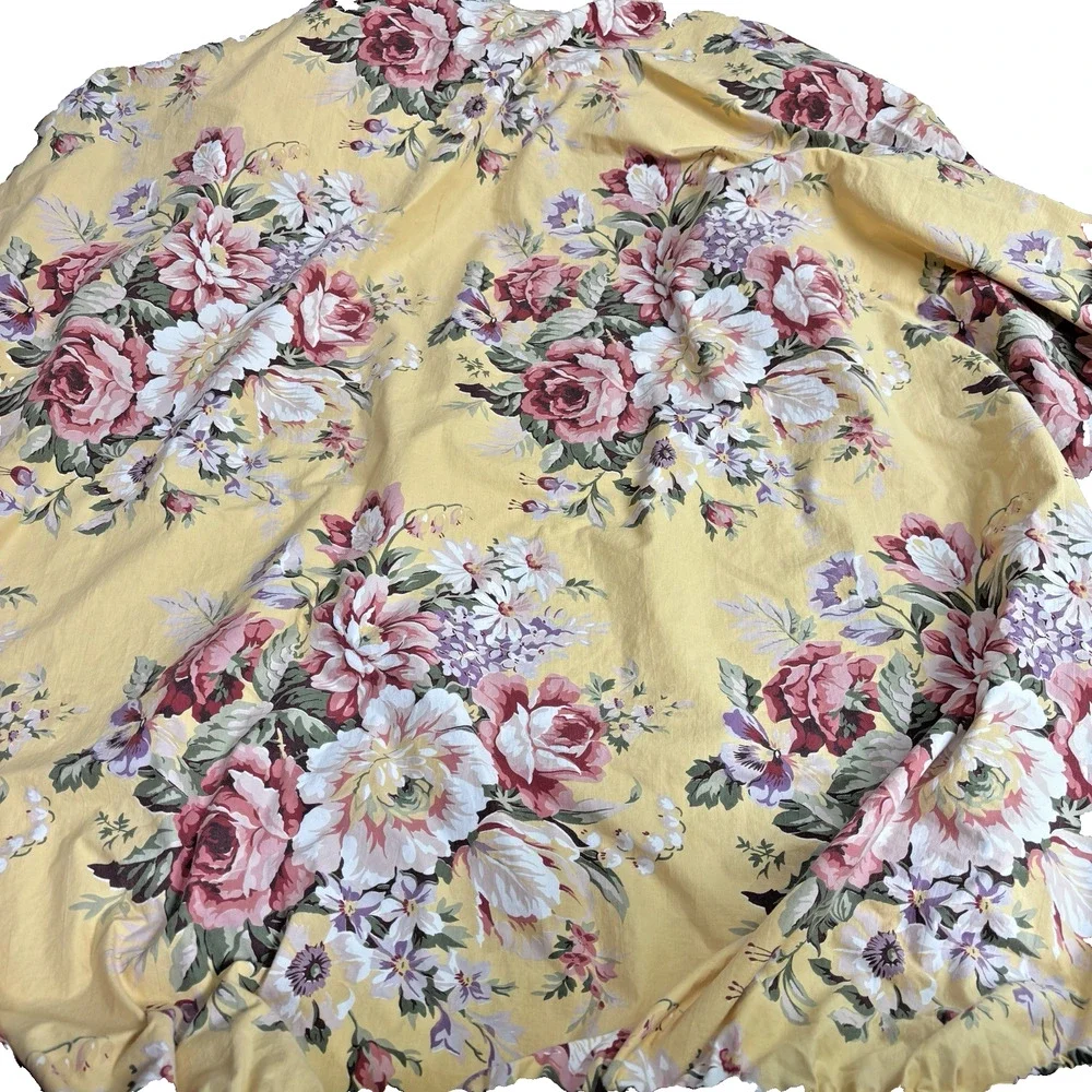 Vintage Ralph Lauren Sophie Brooke FULL Fitted Sheet Floral Yellow Cottage Chic